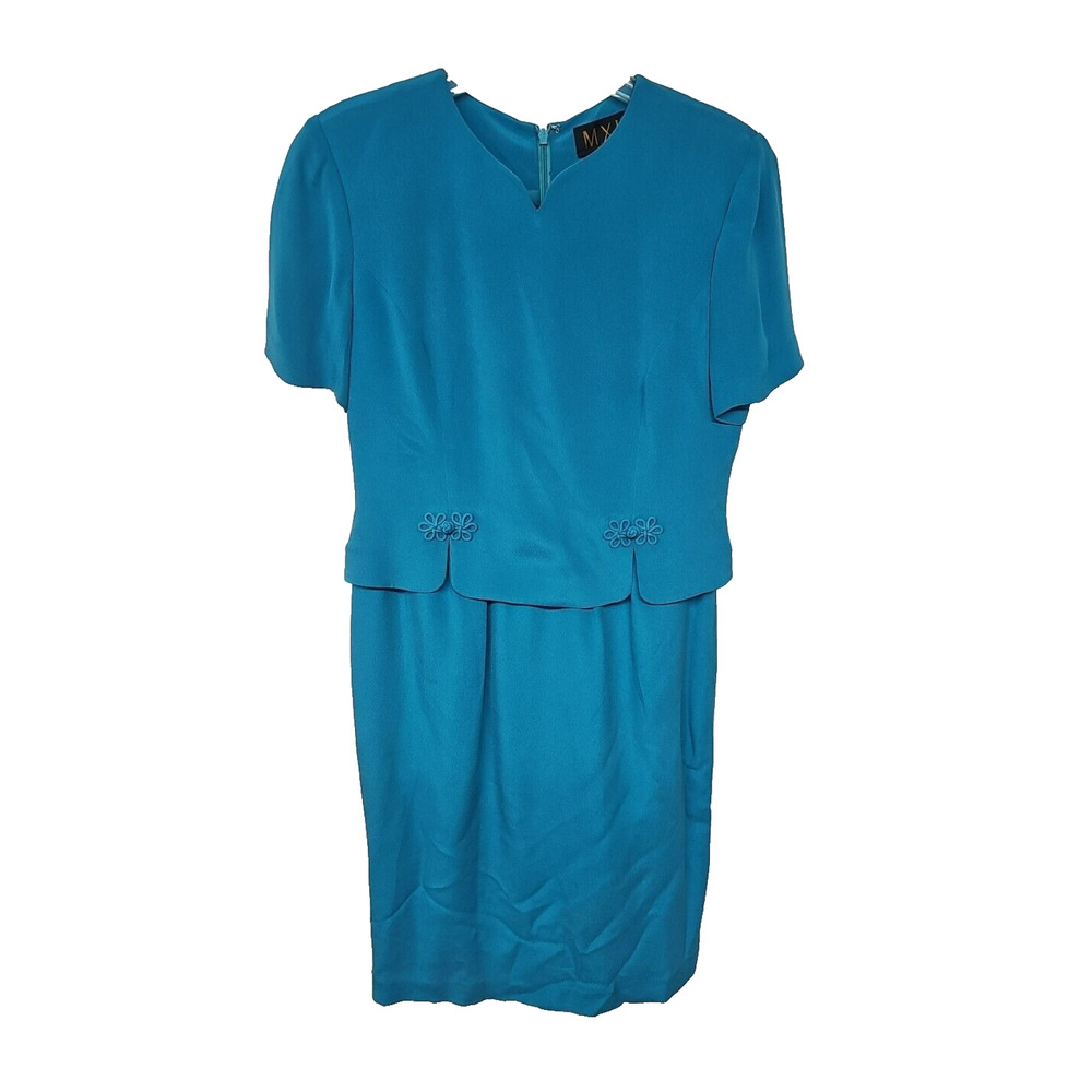 Vintage 100% Silk Womens Dress Size 6 Office Event Mature Luxury Midi M.X.I.